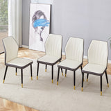 Set of 4 Modern Dining Chairs with Stylish PU Backrest & Black Metal Legs for Comfort in Kitchen, Bedroom, Office