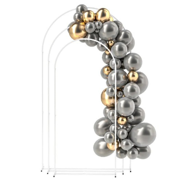 English Elm Balloon Arch Backdrop Stand Set of 3 Graduated Metal Frames for Wedding Decor White T3971P423794