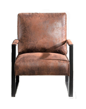English Elm Classic Mid Century Modern Accent Chair – Durable Metal Frame, Stylish Brown Microfiber Upholstery B2735P256731