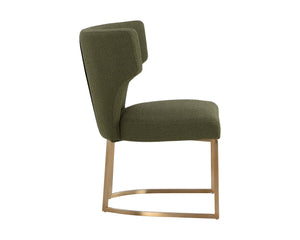 Sunpan Willowdale Dining Chair - Elegant Copenhagen Olive Fabric & Gold Stainless Steel for Sophisticated Style