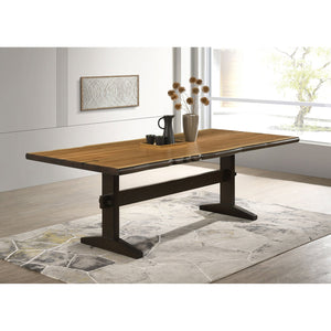 English Elm Jorvin Natural Honey Live Edge Dining Table with Smokey Black Base, Mahogany-Hickory Sturdy Design B062P350428