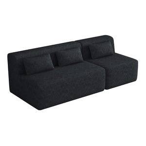 English Elm Upholstered Boucle Sofa with Lumbar Pillow Pocket Spring Seating for Living Room Black N719P250550B