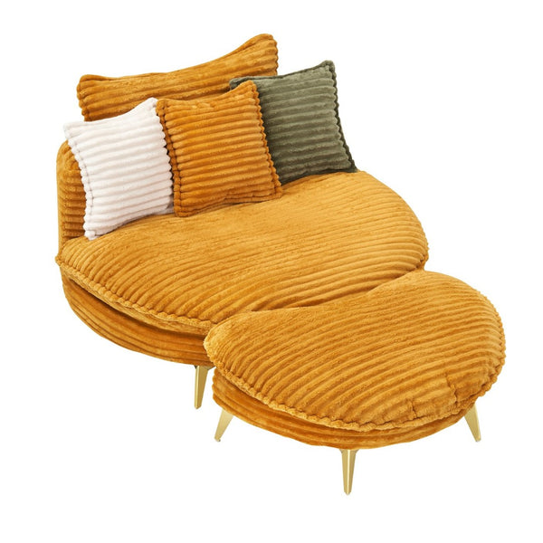 English Elm 65.00 Inch Mid-century Corduroy Loveseat with Gold Tapered Legs for Apartment Living Yellow W1658P212860