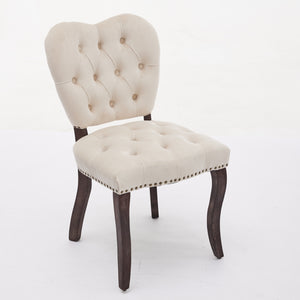 English Elm French Vintage Tufted Upholstered Dining Chair with High-Density Foam, Solid Wood Frame, 300lb Capacity Beige W1143P214540