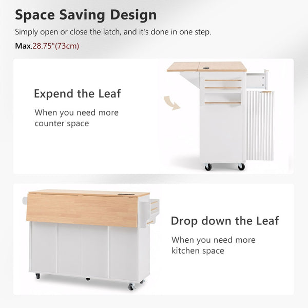 English Elm K&k Fluted Rolling Kitchen Island Faux Marble Top Power Outlet Storage Drawers White N707P353945W