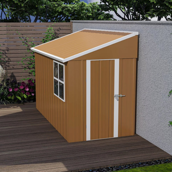 English Elm 8x4 Galvanized Steel Outdoor Storage Shed Weatherproof Backyard Tool Organizer W2700P344174