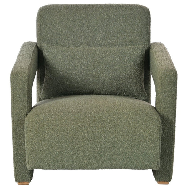 English Elm Mirod Architectural Accent Chair with Lumbar Support and Square Wood Block Legs N760P193221C