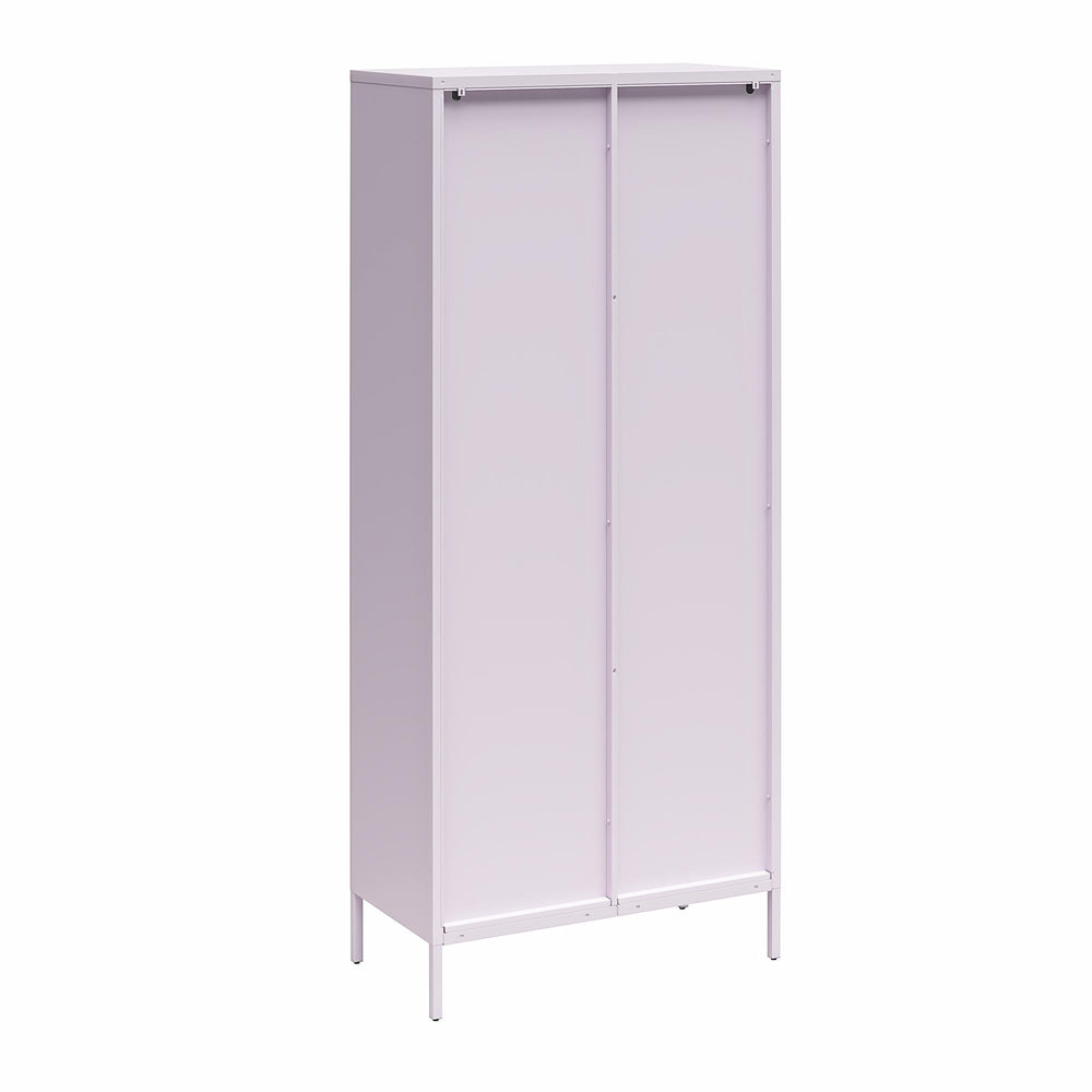 English Elm Luna Tall 2-Door Accent Cabinet with Fluted Glass Doors, Metal Frame, Oval Design & Adjustable Shelves B2733P393046