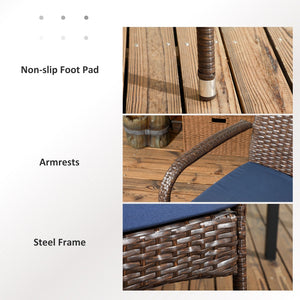 English Elm Outsunny Stackable Pe Rattan Outdoor Dining Chairs, Set Of 2 With Cushions For Stylish Patios W2225P200715-GIGA