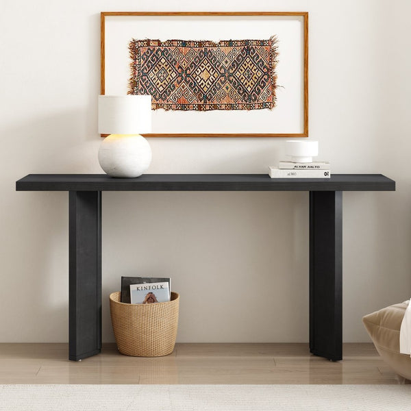 English Elm U_Style Modern Pine Veneer Console Table With Geometric Metal Legs - Perfect For Entryways & Living Rooms N711P289142B-GIGA