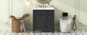 English Elm 30'' Modern Bathroom Vanity With Sink, Stylish Storage Cabinet & Tip-Out Drawer For Organized Elegance SW000122AAB-2