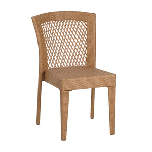 English Elm 7 Piece Outdoor Dining Set Acacia Wood Live Edge Table Woven Rattan Chairs Patio N762S000027AAA