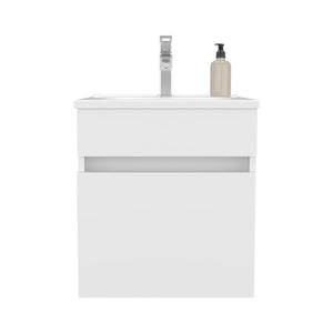 English Elm Newell White Vanity Sink Cabinet with Shelves and Large Storage, Engineered Wood Durability — Modern Classic Design B092P360643