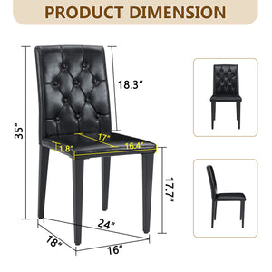 English Elm 4-pack PU dining chairs with ergonomic buckle backrest, gold metal legs, high-density sponge comfort Black W1151P295721