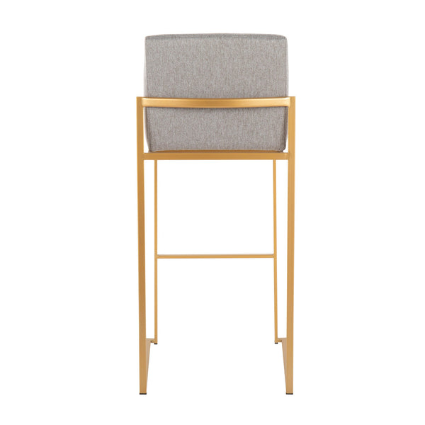 English Elm Fuji Contemporary High Back Barstool Set Of 2 - Stylish Grey Fabric & Gold Steel Frame For Comfort B202P222176