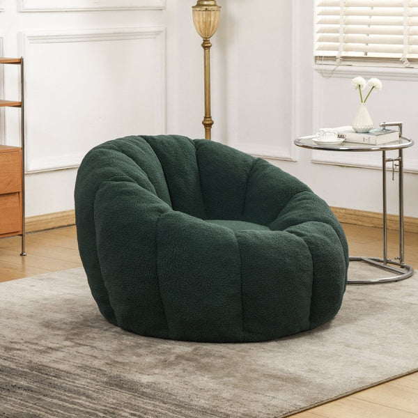 English Elm Bean Bag Lounge Chair Faux Fur Memory Foam Armrests Ergonomic Seat for Adults Green W2200P239874