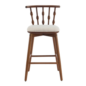 English Elm Christopher Knight Home® - Doria Sculptural Hourglass Back Barstool Set of 2 — Durable Rubberwood Frame, Plush Fabric Seat, Stylish Modern Appeal Beige,Walnut N775P299416W