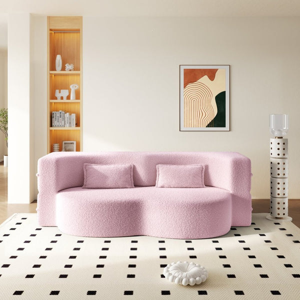 English Elm Modern Corduroy Floor Sofa Foldable Twin Sleeper Foam Filled for Compact Living Spaces Pink W1885P435358
