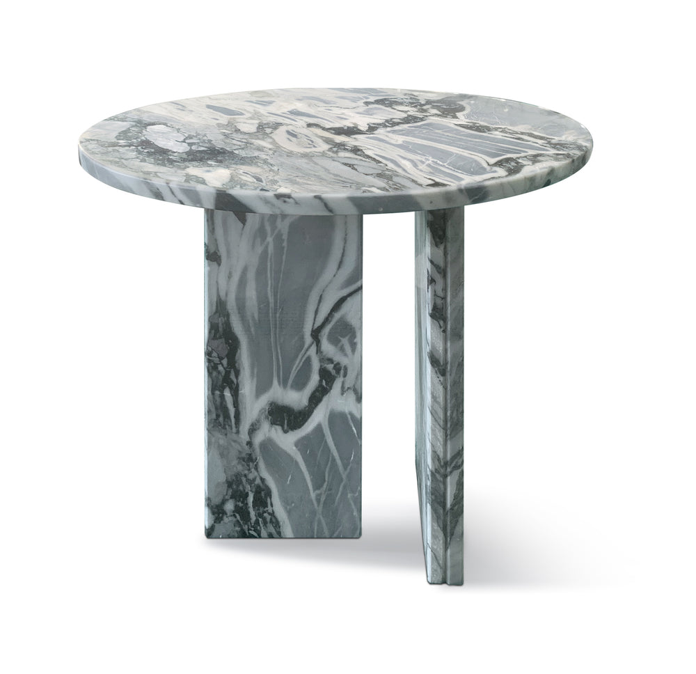 English Elm Grey Marble Coffee Table Set Ø70 & Ø45 cm – Layered Natural Stone Design, Genuine Marble, Modern Living Room Accent W1696P262763