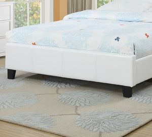 English Elm Classic White Queen Size Bed Faux Leather Upholstered Frame with Wooden Legs, Chic Traditional Design, Easy Assembly, 65"W x 84.5"L B011P395407