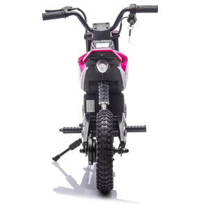 English Elm 24v Kids Electric Motocross Motorcycle 200w Hub Motor Suspension Led Bluetooth Audio Pink W1578P225049