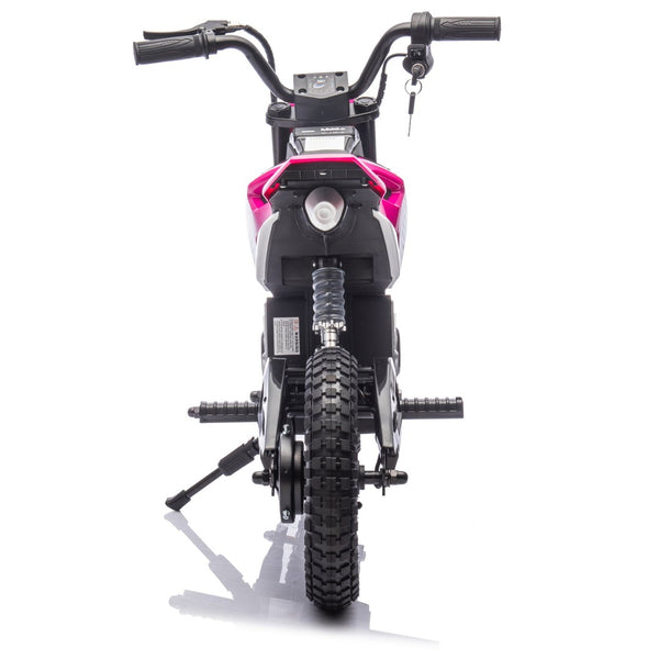 English Elm 24v Kids Electric Motocross Motorcycle 200w Hub Motor Suspension Led Bluetooth Audio Pink W1578P225049