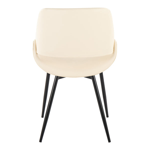 English Elm Fabrico Mid-Century Modern Accent Chairs Set Of 2 In Cream Faux Leather With Black Metal Legs B202S01226