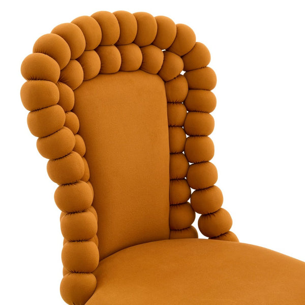 English Elm Set of 2 Sculptural Bubble Back Velvet Dining Chairs with Electroplated Metal Legs Gold,Orange W1512P491583