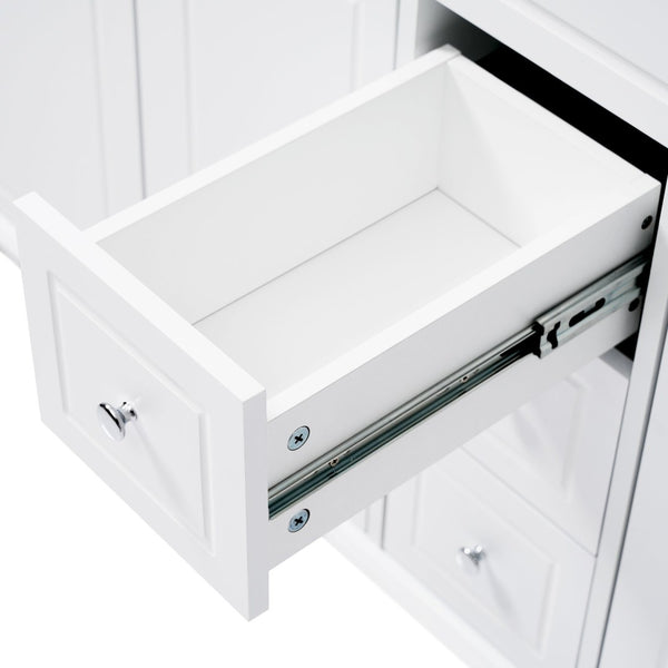 English Elm [video] 60 Inch Freestanding Bathroom Vanity Dual Resin Sinks Soft Close White Cabinet N759S351759K