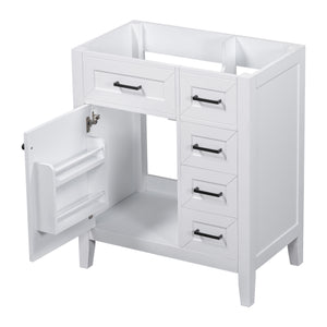 English Elm 30" Modern Bathroom Vanity Cabinet Base with 3 Drawers, Solid Frame MDF, Undermount Ready, 200lb Capacity White WF321000AAK