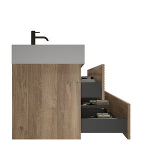 English Elm Galan 72 Inch Double Sink Vanity Fluted Wood Quartz Top Freestanding Bathroom Cabinet W1865S00184