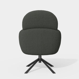 English Elm Modern Swivel Accent Chair with Adjustable Headrest, Oversized Corduroy Upholstered Rocking Recliner for Living Room Dark Gray T3950P397485