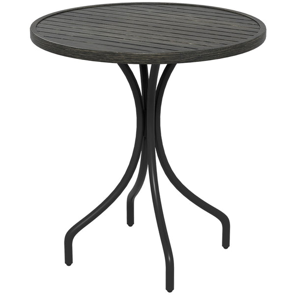 English Elm Outsunny 26" Round Outdoor Side Table With Durable Steel Frame & Slatted Top For Garden Or Patio Use W2225P174473-GIGA