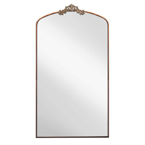 English Elm Full Ornate Arch 36x66 Inch Vintage Baroque Full Length Mirror Antique Bronze Metal Frame Elegance W1435P201153