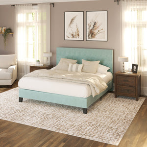 English Elm Wallace & Bay - Blue Queen Upholstered Bed - Stylish Light-Blue Centerpiece With Durable Solid Wood Frame & Easy Care B2709P212283-GIGA