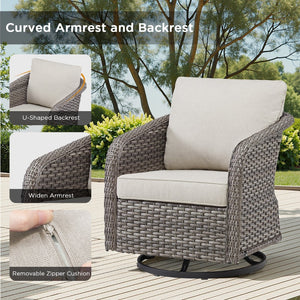 English Elm Outdoor Swivel Glider Wicker Chairs Set of 2 with All-weather Pe Rattan Porch Seating T3773P418582