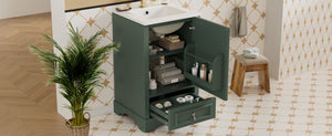 English Elm 20 Inch Bathroom Vanity with Ceramic Sink, Soft-Close Door, Adjustable Shelf, Smart Storage Organizing Design Green N729P299505F