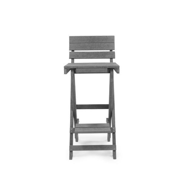 English Elm Harbor Point Recycled Hdpe Outdoor Folding Bar Stool Patio Deck All Season Seating Gray B2745P409648
