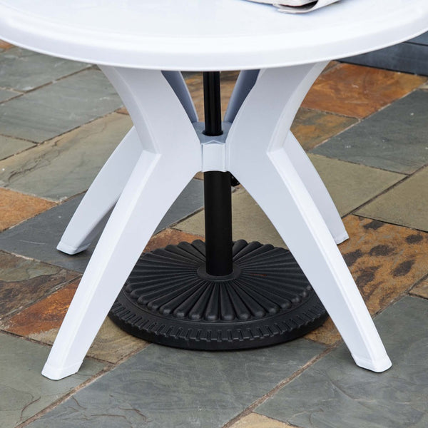 English Elm Outsunny Round Plastic Outdoor Bistro Table with Umbrella Hole for Patio Garden W2225P174360