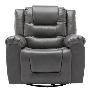 English Elm 360°Swivel Plush PU Recliner Chair with Wide Armrests, 350lb Capacity, Infinite Manual Recline Comfort Grey WF323618AAE