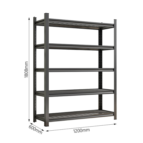 English Elm Garage Steel Five Tier Heavy Duty Shelving Unit with Adjustable Open Shelves for Storage W1831P369625