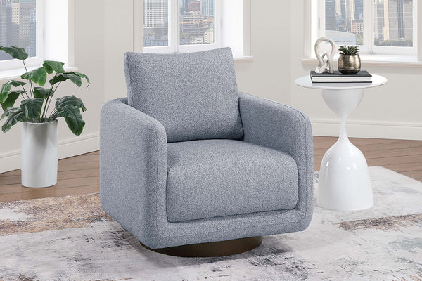 English Elm Modern Gray Bouclé Swivel Chair — 360° Upholstered Accent Seat with Supportive Back Pillow, 30"x31"x25" B011P369861