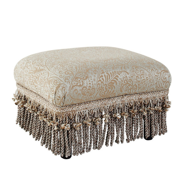 English Elm Jennifer Taylor Home - Fiona Accent Footstool Ottoman - Handcrafted Silvery-Blue Beige Paisley For Versatile Home Décor B2719P238153