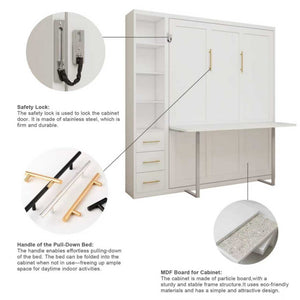 English Elm Diy Queen Murphy Bed with Integrated Workspace Desk for Studio and Home Office W5290S00005
