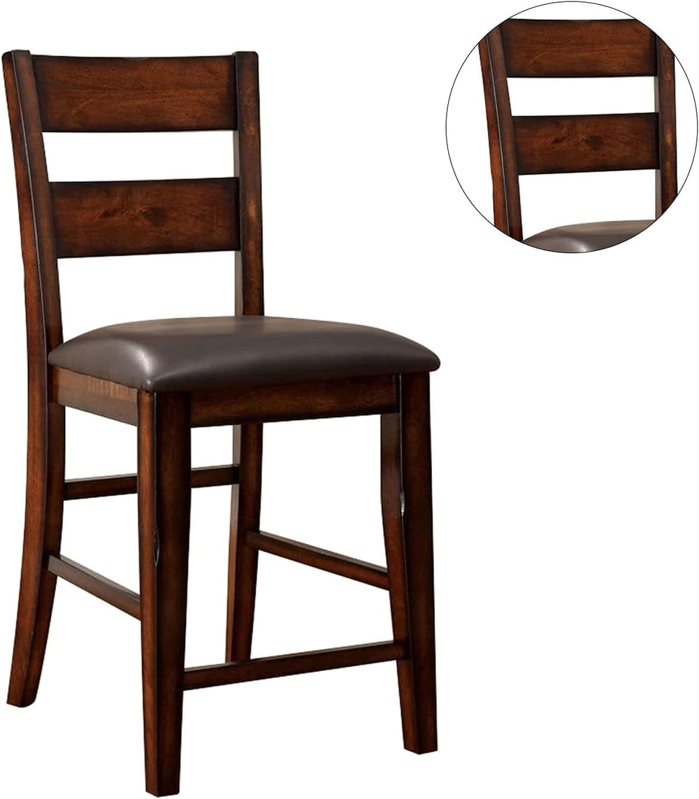 English Elm Dark Transitional Counter Height Chairs Set of 2 in Dark Cherry with Padded Leatherette Seats, Sturdy Design B011P237465