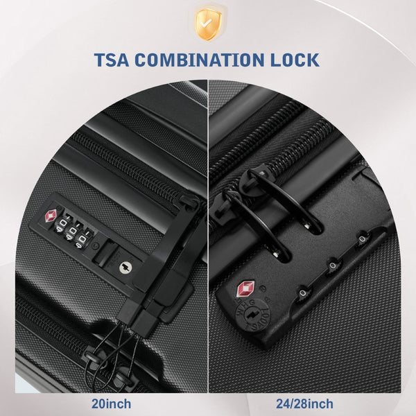 English Elm Luggage 5 Piece Hardside Abs Set with Front Access Carry on and Tsa Spinner Wheels Black N732P391544B