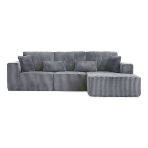 English Elm 109'' Modular Cloud Sectional with Deep Corduroy Seat for Living Room Lounging W1117S00306