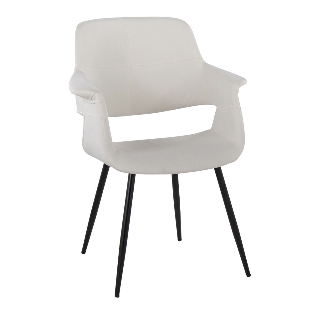 English Elm Vintage Glam/Art Deco Chair Set Of 2 In Cream Velvet & Black Metal - Stylish Comfort For Any Space B202P223673-GIGA