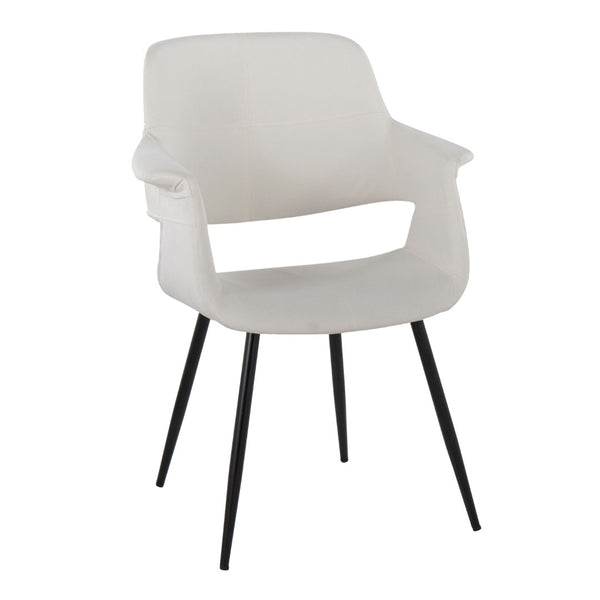 English Elm Vintage Glam/Art Deco Chair Set Of 2 In Cream Velvet & Black Metal - Stylish Comfort For Any Space B202P223673-GIGA