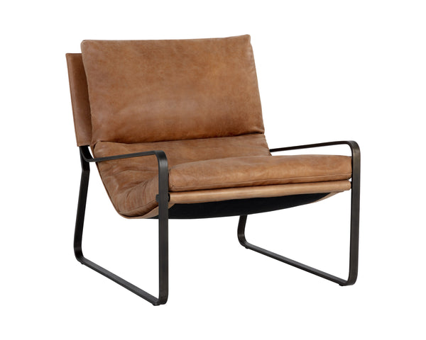 Sunpan Zancor Lounge Chair - Luxurious Leather Comfort with Unique Handcrafted Design for Stylish Relaxation Gunmetal / Tan Leather